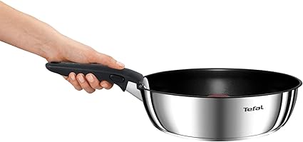 BATTERIE DE CUISINE INOX INGENIO 10PCS EMOTION L8971S04 TEFAL (2 POELES rev 22/26cm / 2 CASS 16/18cm / 2 couvercles hermétiques 16/18cm / spatule+cuillere+cuillere SPG / Poignée amovible)