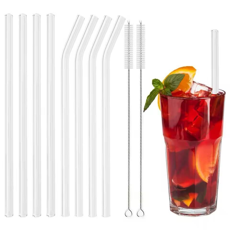 Pack de 8 Pailles en verre avec brosse - 8 pièces réutilisables