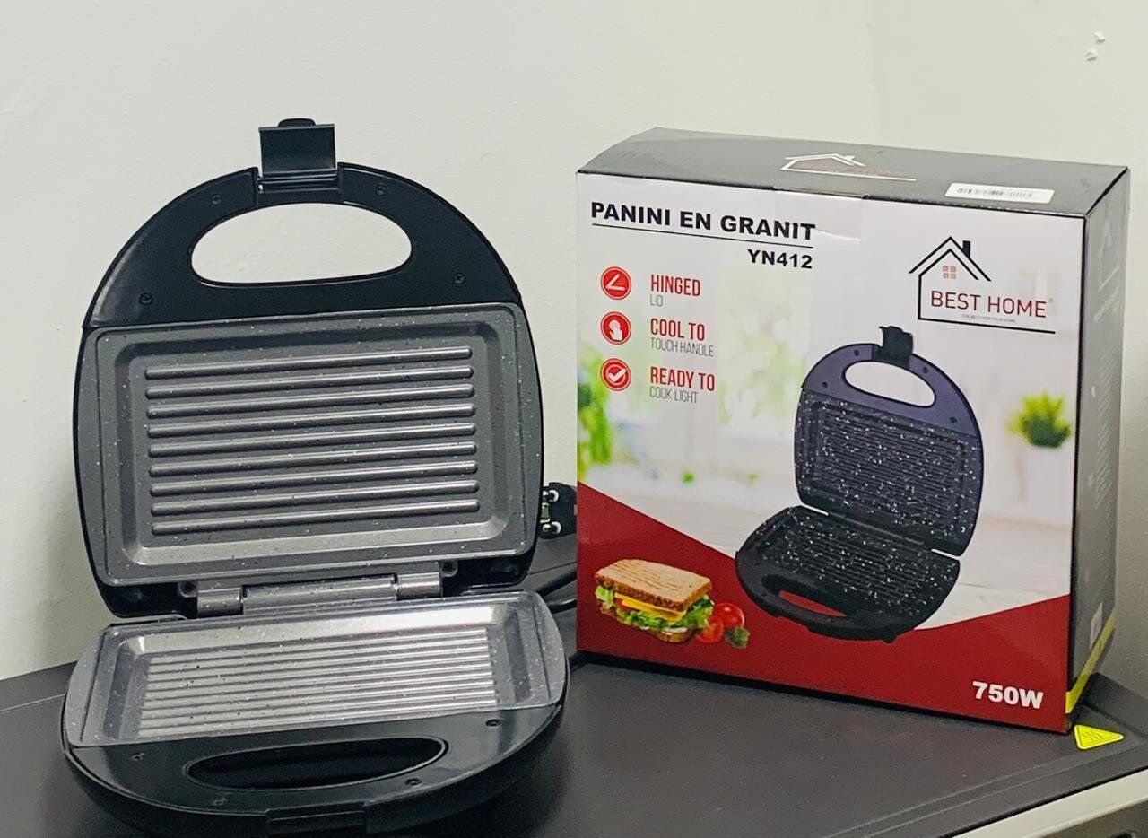 Panini 2 tranches puissant et resistant best home 750W. Grill Panini, 750W Appareil Panini avec Plaques Anti-adhésif, Appareil Croque Monsieur, Température Automatique, Indicateur LED, Poignée Cool Touch