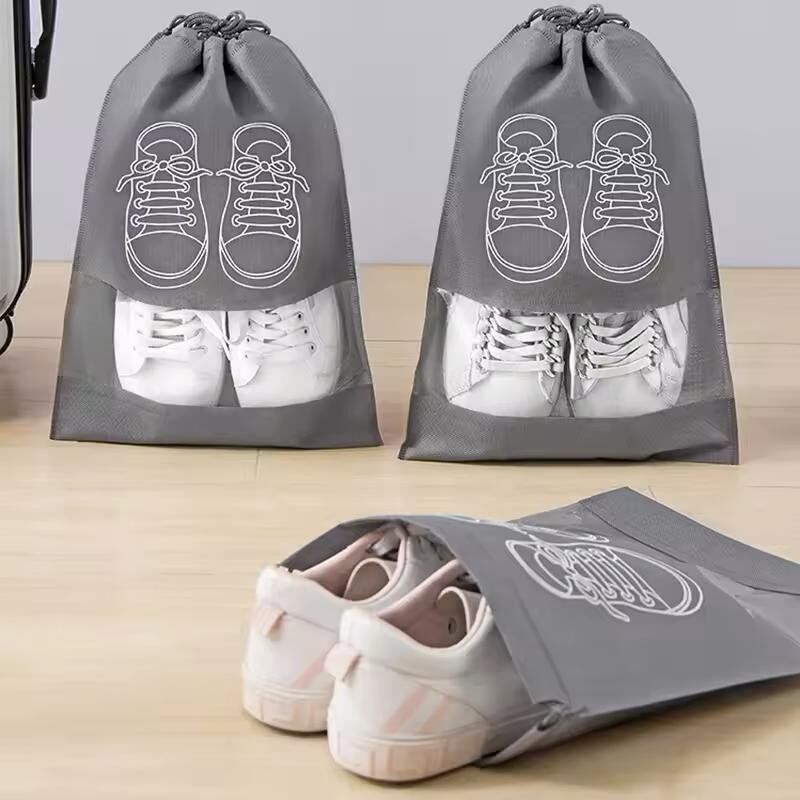 Lot de 3 Sacs à Chaussures 44cm/32cm -rangement ou de protection de Voyage pour Femme ou hommes -Sacs à Chaussures avec Cordon de Serrage- imperméables et Anti-poussière avec fenêtre Transparente pour Une Utilisation Quotidienne et Les Voyages