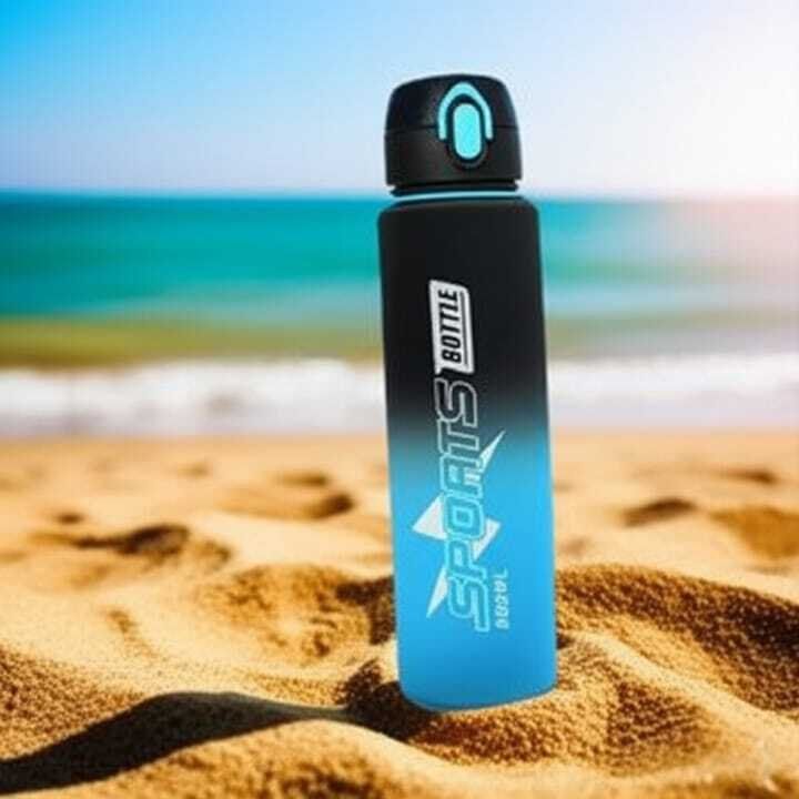 Bouteille d'eau de sport isotherme en plastique sans BPA 1L avec couvercle couleur aléatoire thumbnail 3