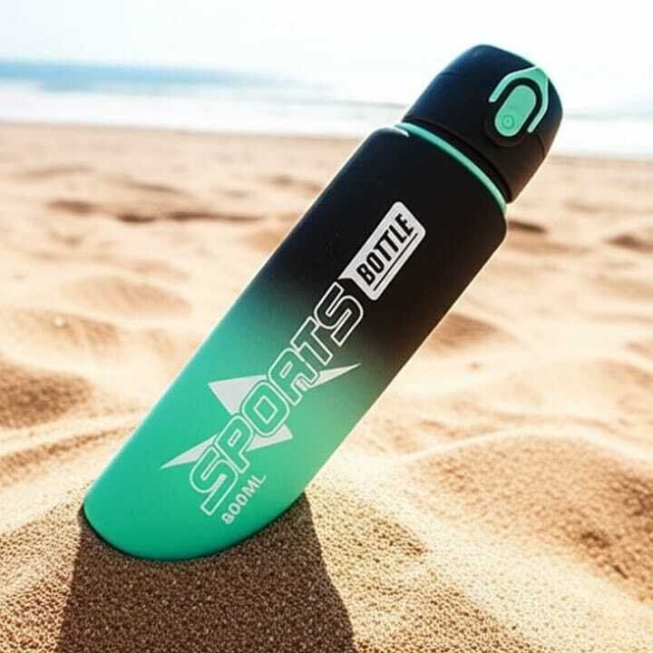 Bouteille d'eau de sport isotherme en plastique sans BPA 1L avec couvercle couleur aléatoire thumbnail 4