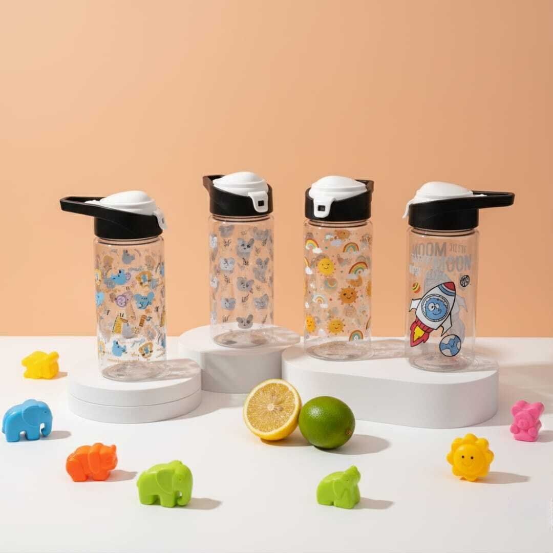 Bouteille d'eau pour Enfants -500ml -sans BPA -Gourde Enfant avec Paille, Bouteille d'eau étanche pour Garçon Fille, Gourde avec Paille pour l'eau, Lait, Milkshake, Jus, Boisson, Café, Soupe/motifs aléatoires