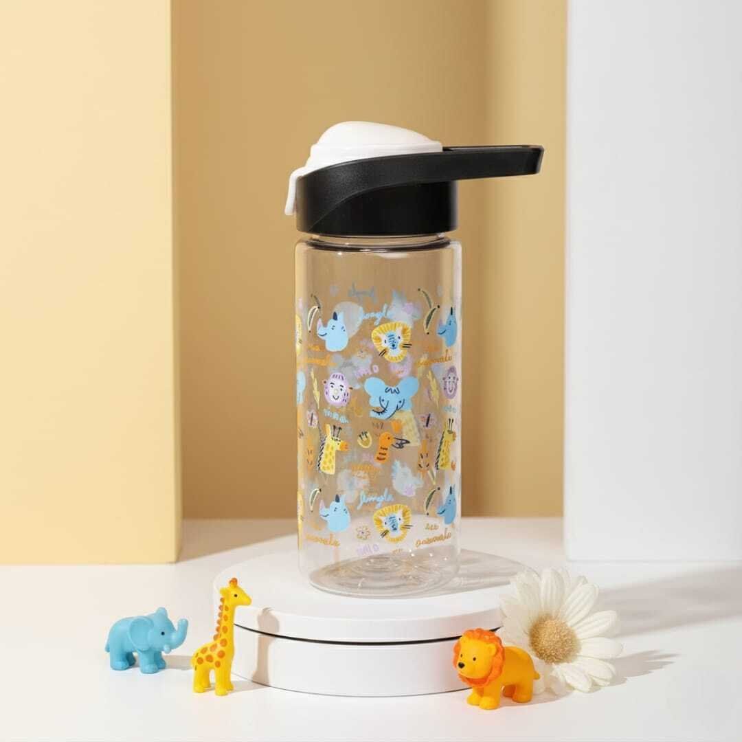 Bouteille d'eau pour Enfants -500ml -sans BPA -Gourde Enfant avec Paille, Bouteille d'eau étanche pour Garçon Fille, Gourde avec Paille pour l'eau, Lait, Milkshake, Jus, Boisson, Café, Soupe/motifs aléatoires