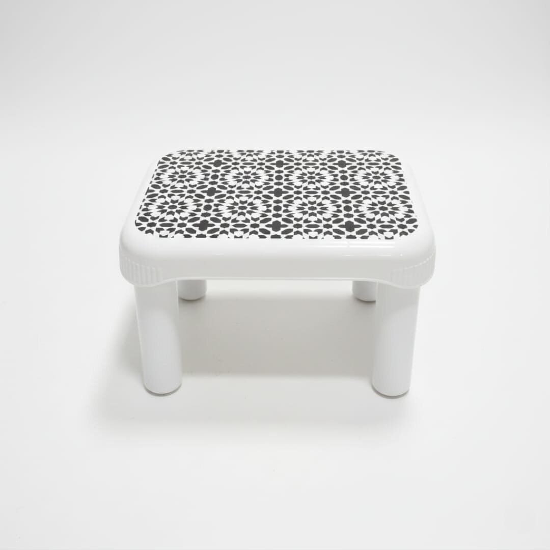 Tabouret Hamam avec pieds amovibles -Tabouret blanc avec motif 20/ 31-(motifs aléatoires) thumbnail 2