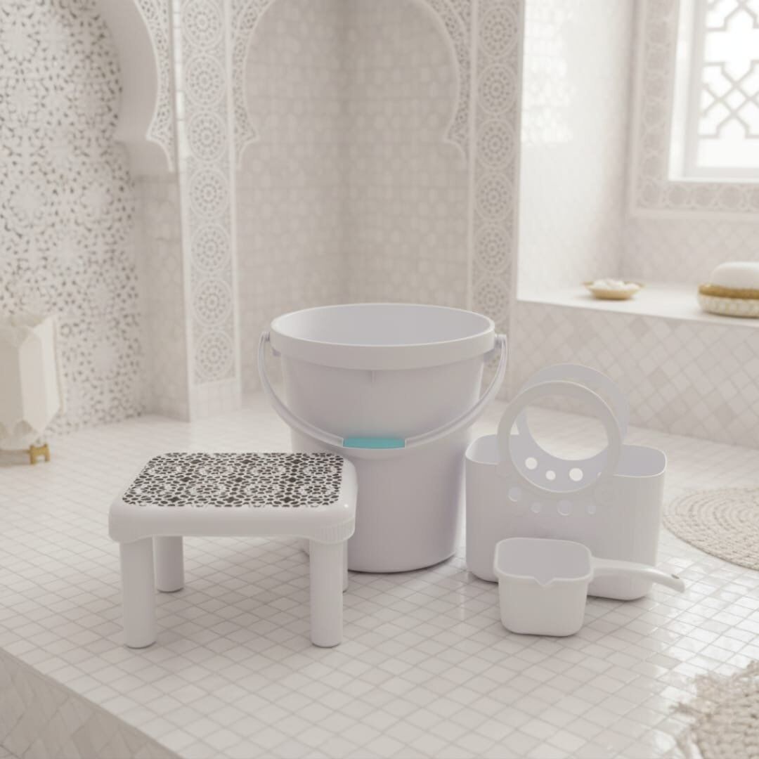 Tabouret Hamam avec pieds amovibles -Tabouret blanc avec motif 20/ 31-(motifs aléatoires) thumbnail 4