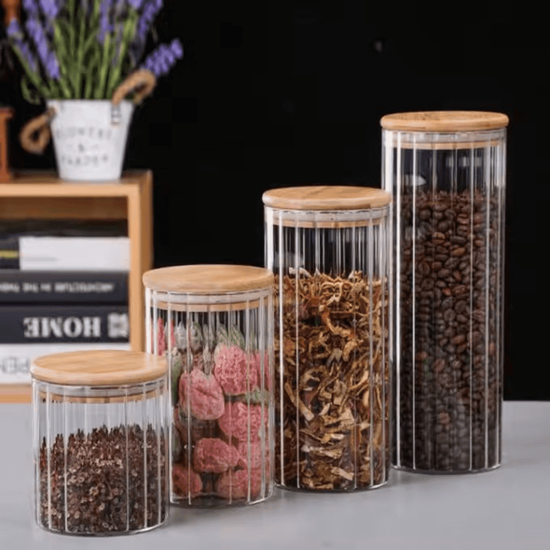 Ensemble de Bocaux en Verre pour la Conservation des Épices et Aliments Secs