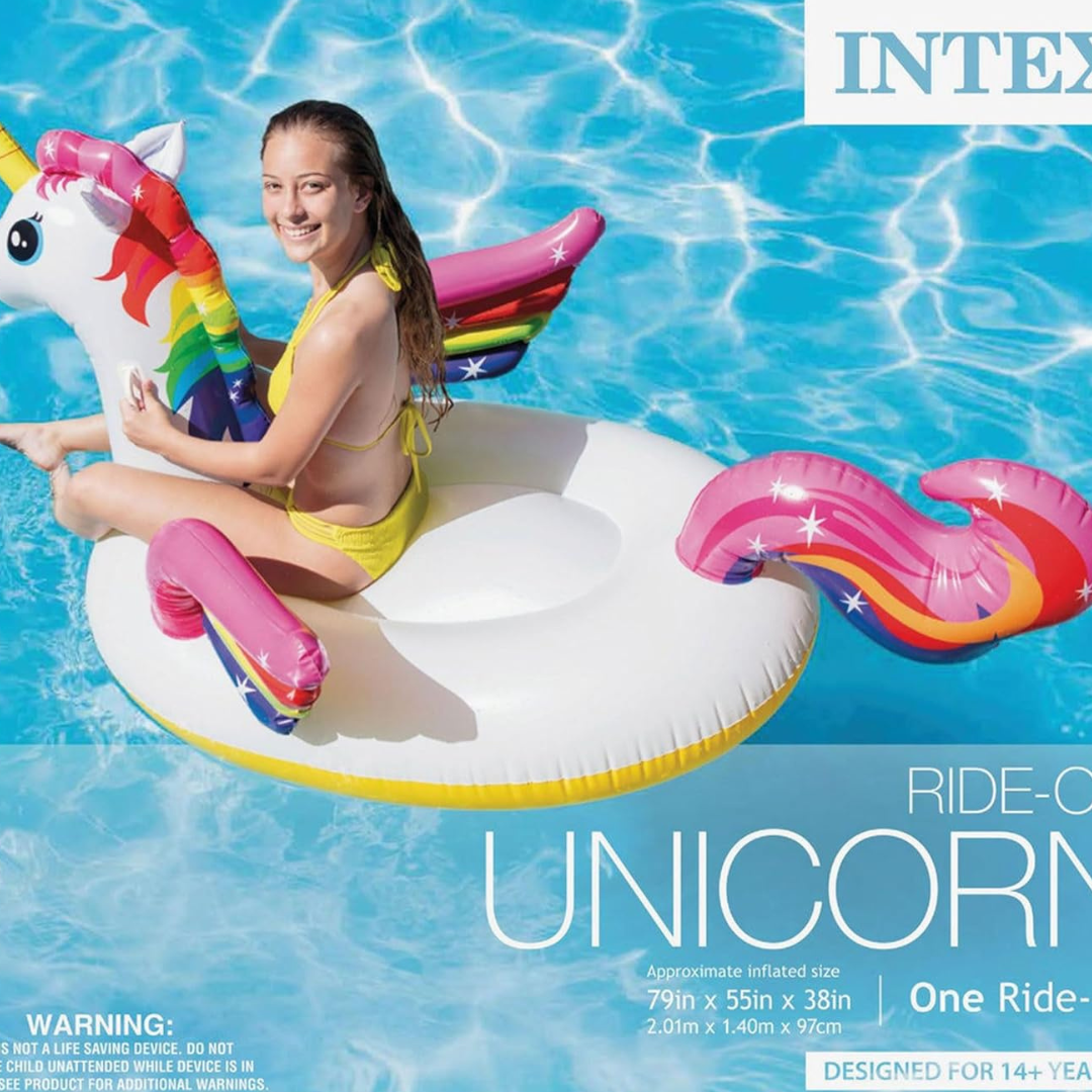 Bouée licorne gonflable pour enfants, idéale pour s’amuser à la piscine thumbnail 3