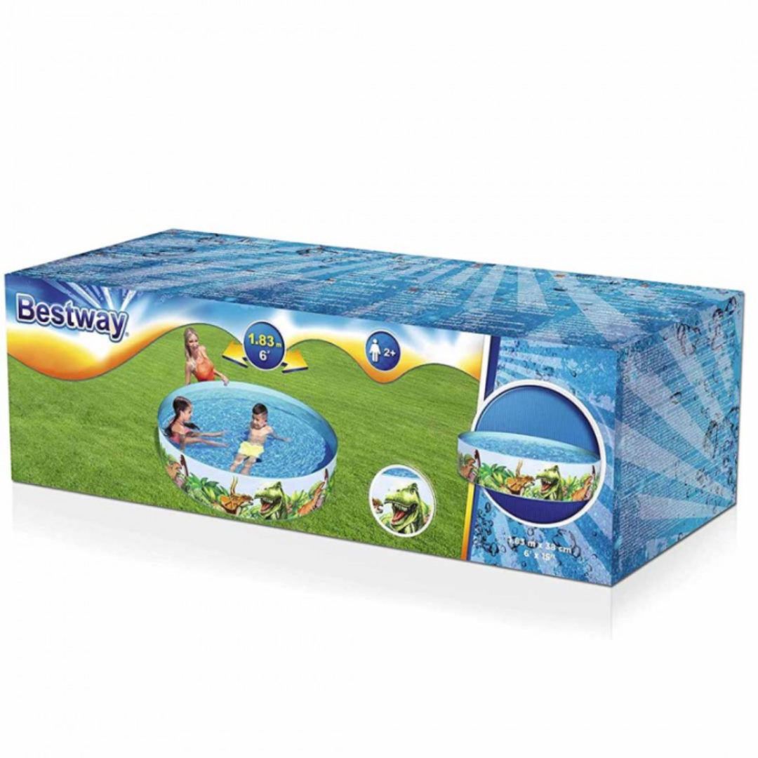 Bassine d’eau enfant en forme de dinosaure sans besoin de gonflage 1.83 m x 38 cm. thumbnail 4