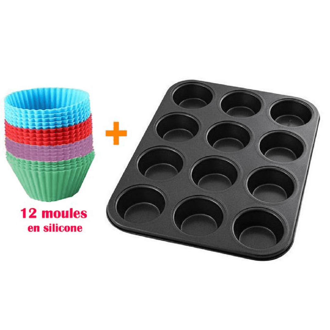Moule à gâteau pour pâtisserie cupcake x12 + fond de gâteau en silicone 12pcs thumbnail 1