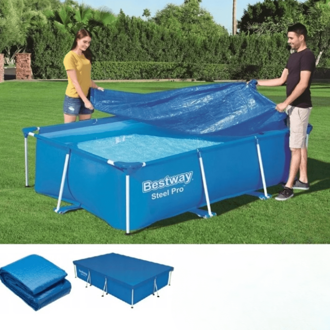 Piscine gonflable rectangulaire Bestway Steel Pro (3.0 x 2.01 m) avec structure en acier robuste.