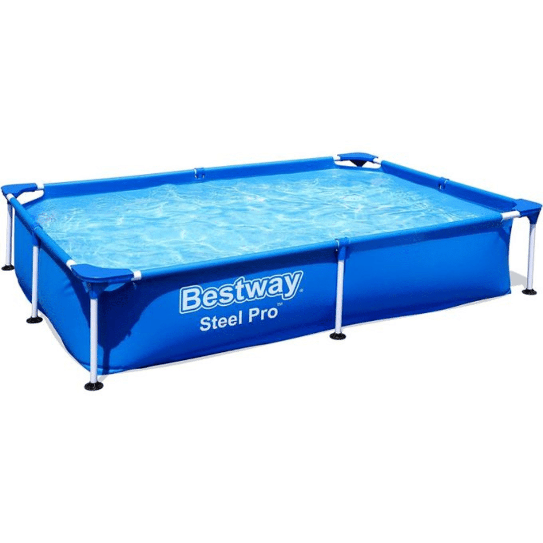 Piscine gonflable rectangulaire Bestway Steel Pro (3.0 x 2.01 m) avec structure en acier robuste.