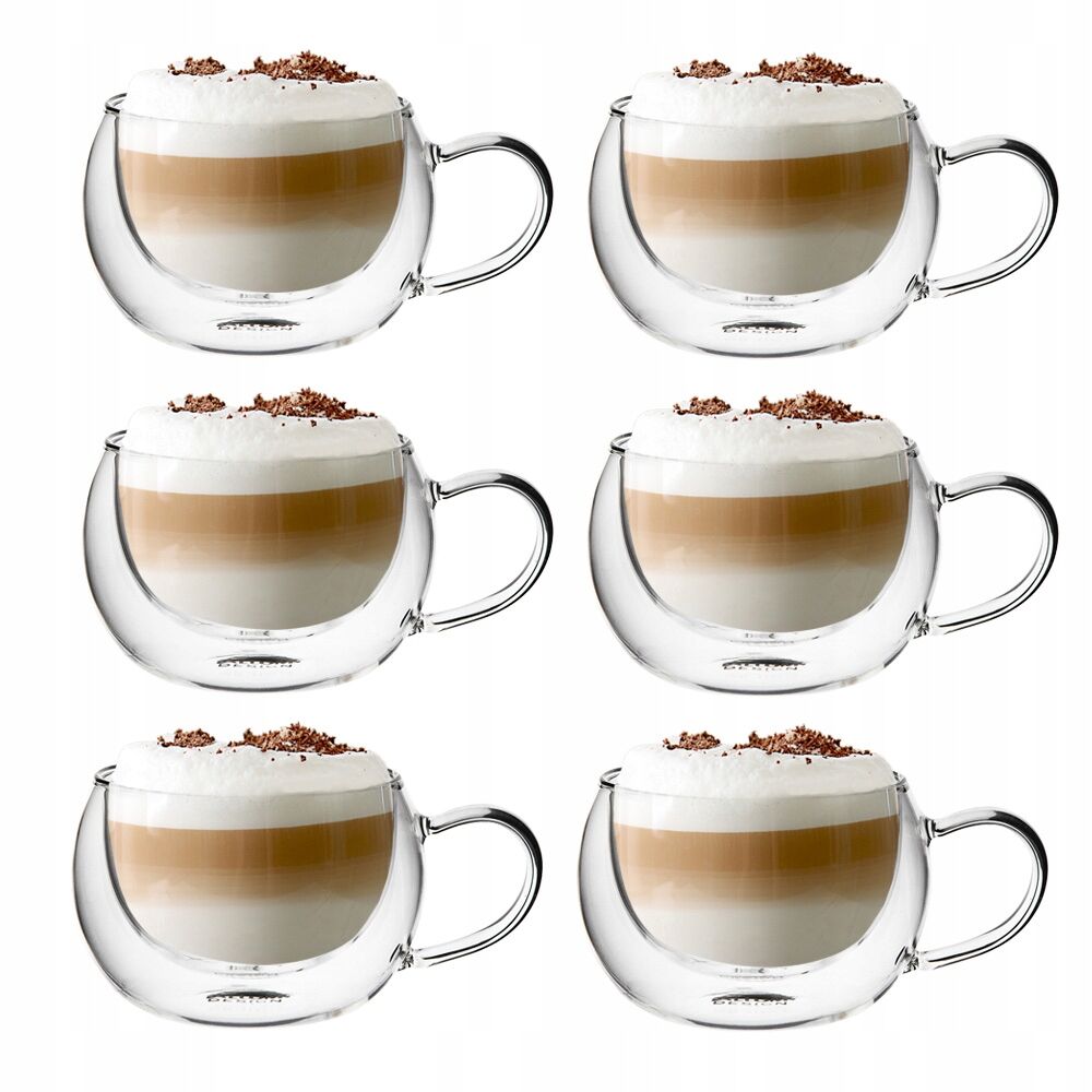 Ensemble de 6 tasses en verre transparent pour café, thé et lait thumbnail 1