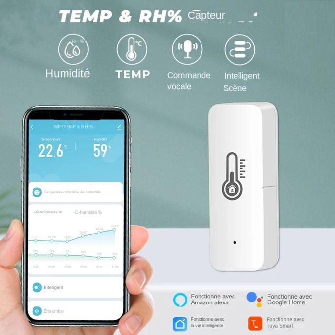Capteur Intelligent de Température et d’humidité avec Buzzer Restez Informé à tout Moment et en Tout Lieu