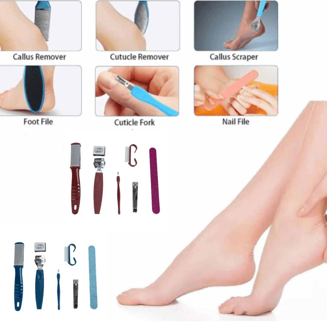 Kit pédicure 7 pièces en acier inoxydable pour soins des pieds féminins (colleur aléatoire) thumbnail 1