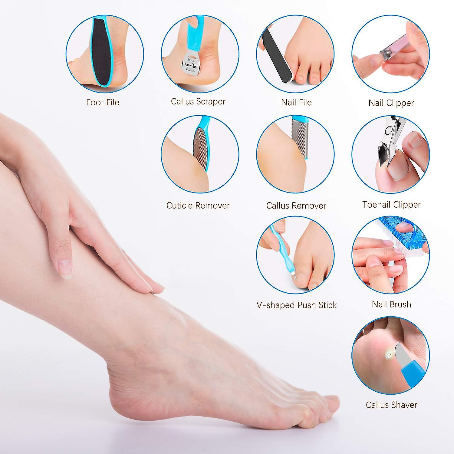 Kit pédicure 7 pièces en acier inoxydable pour soins des pieds féminins (colleur aléatoire) thumbnail 2