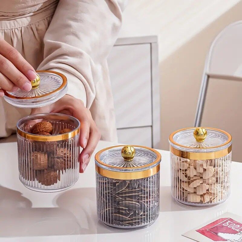 Ensemble de Boîtes de Conservation Transparentes Avec Couvercles pour Bonbons, Biscuits, Épices,Collations