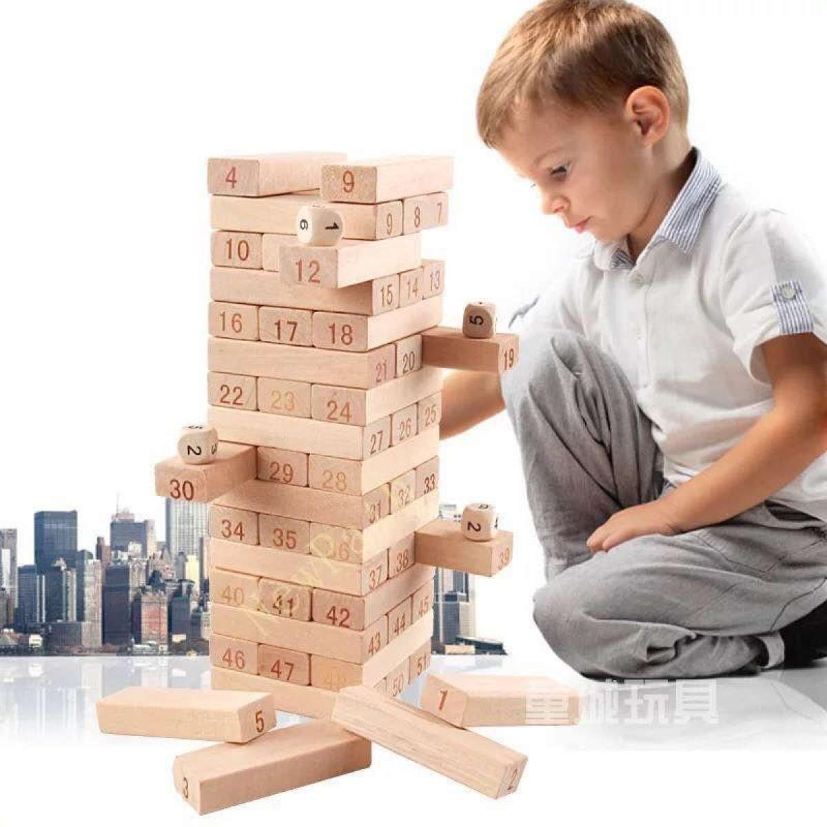 Jeu de Construction en Bois pour Enfants et Adultes (54 Pièces) thumbnail 4