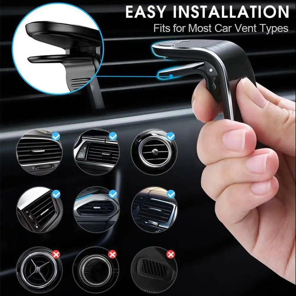 Support De Téléphone Portable Magnétique En Métal Pour Voiture Avec Grille D’aération thumbnail 3