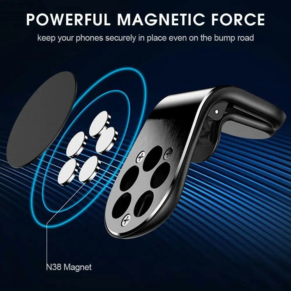 Support De Téléphone Portable Magnétique En Métal Pour Voiture Avec Grille D’aération thumbnail 4