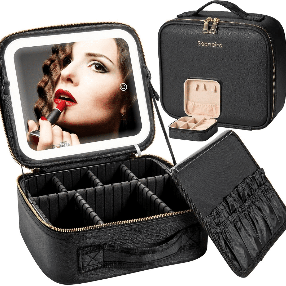 Coffret de Maquillage avec Miroir, Trousse de Rangement Cosmétique et Nécessaire de Toilette thumbnail 3
