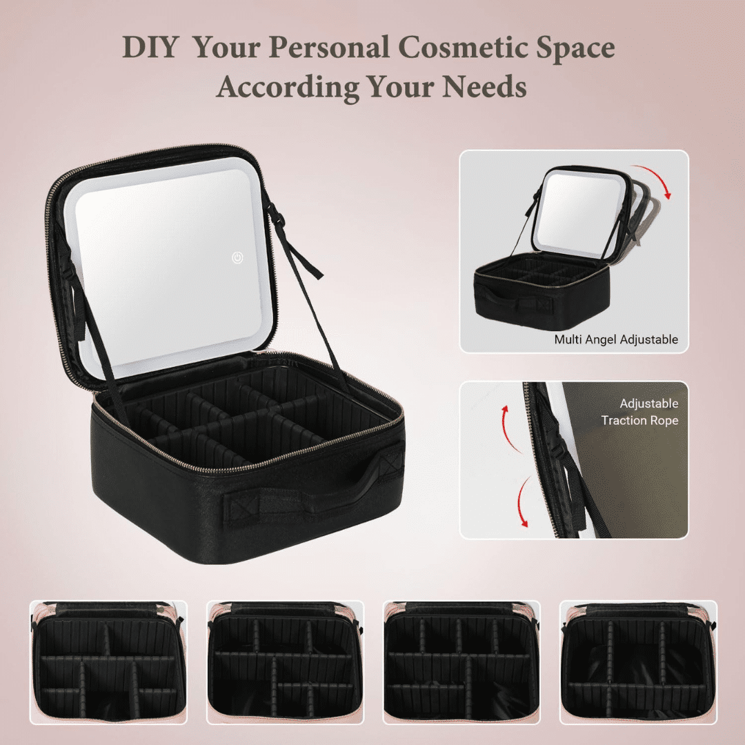 Coffret de Maquillage avec Miroir, Trousse de Rangement Cosmétique et Nécessaire de Toilette thumbnail 4