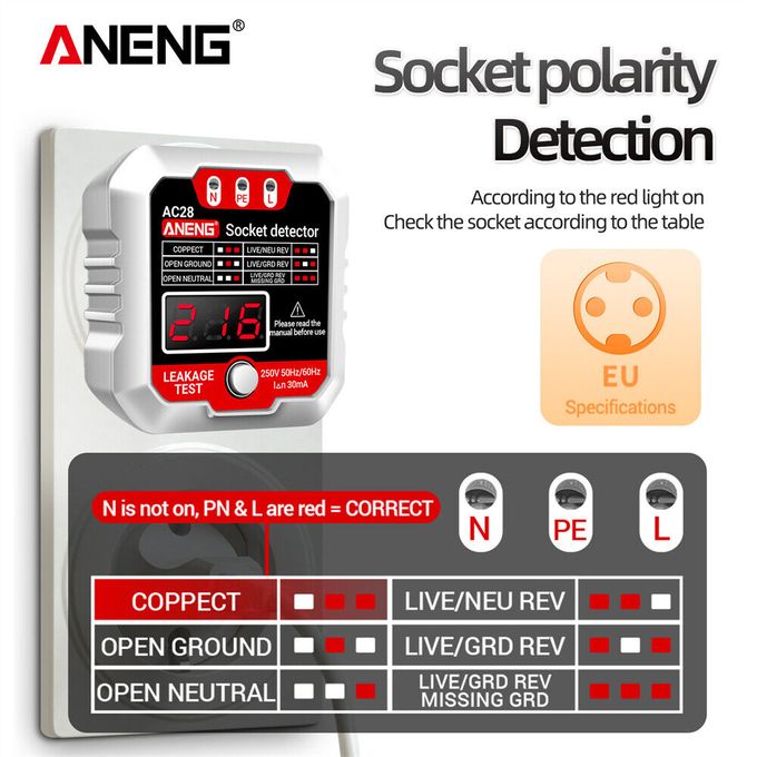 Testeur de Prise & Sécurité Électrique avec Écran Numérique