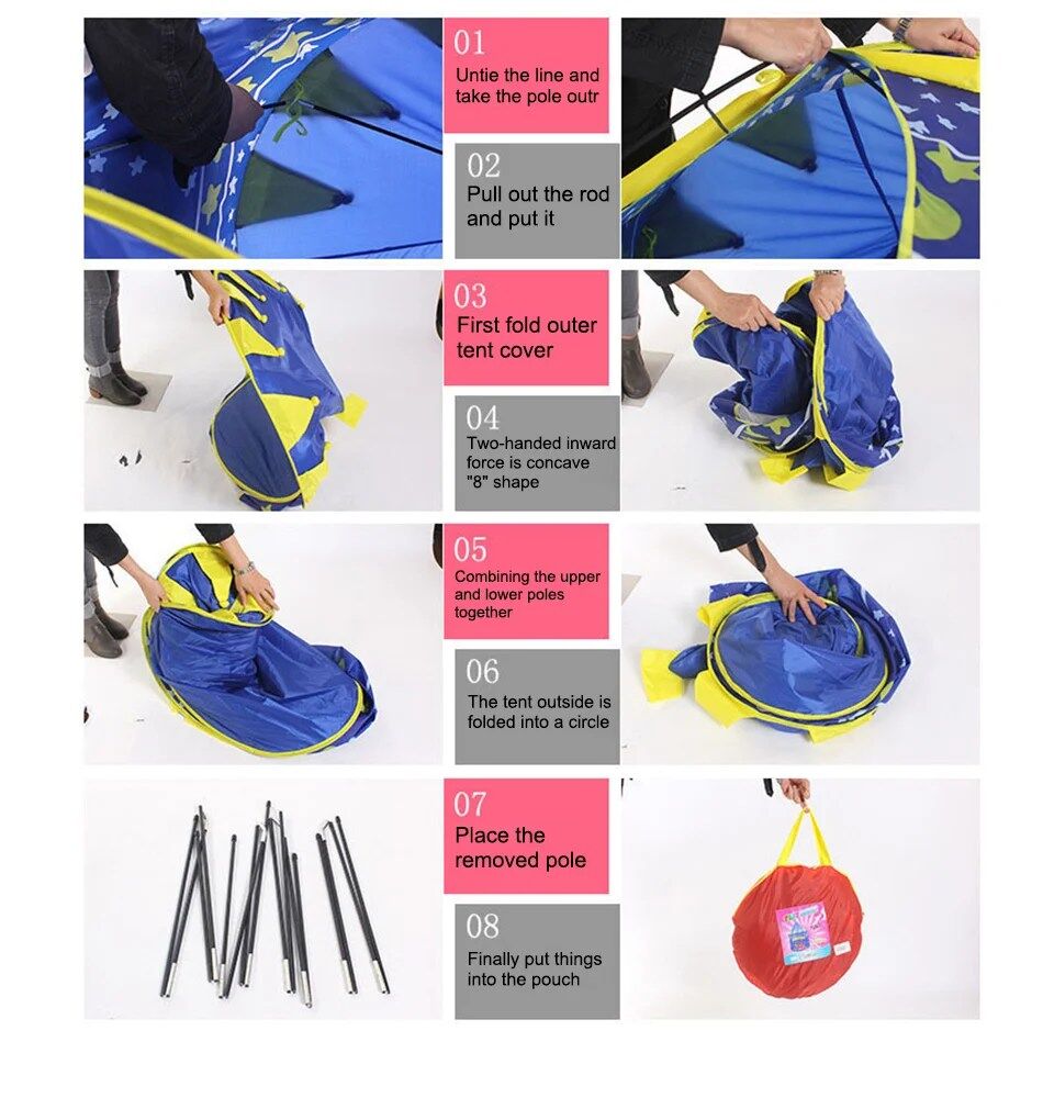 Tente de Jeux pour Enfants avec Porte et Fenêtre en Maille ( Couleur Aléatoire ) thumbnail 4