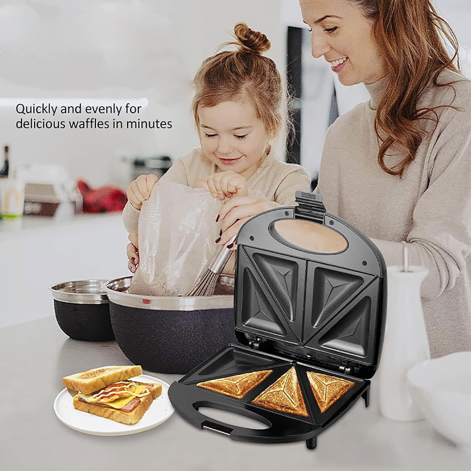 Démarrez votre journée avec style grâce au Mandine Sandwich Maker le compagnon idéal pour des petits déjeuners délicieux