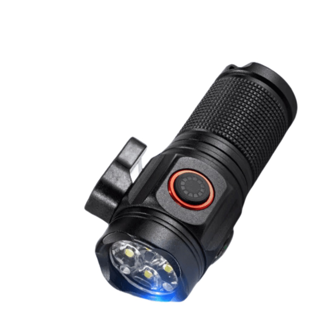 Lampe de Poche Portable LED, Torche Multifonction avec Boussole et Coupe-Ceinture (métal)