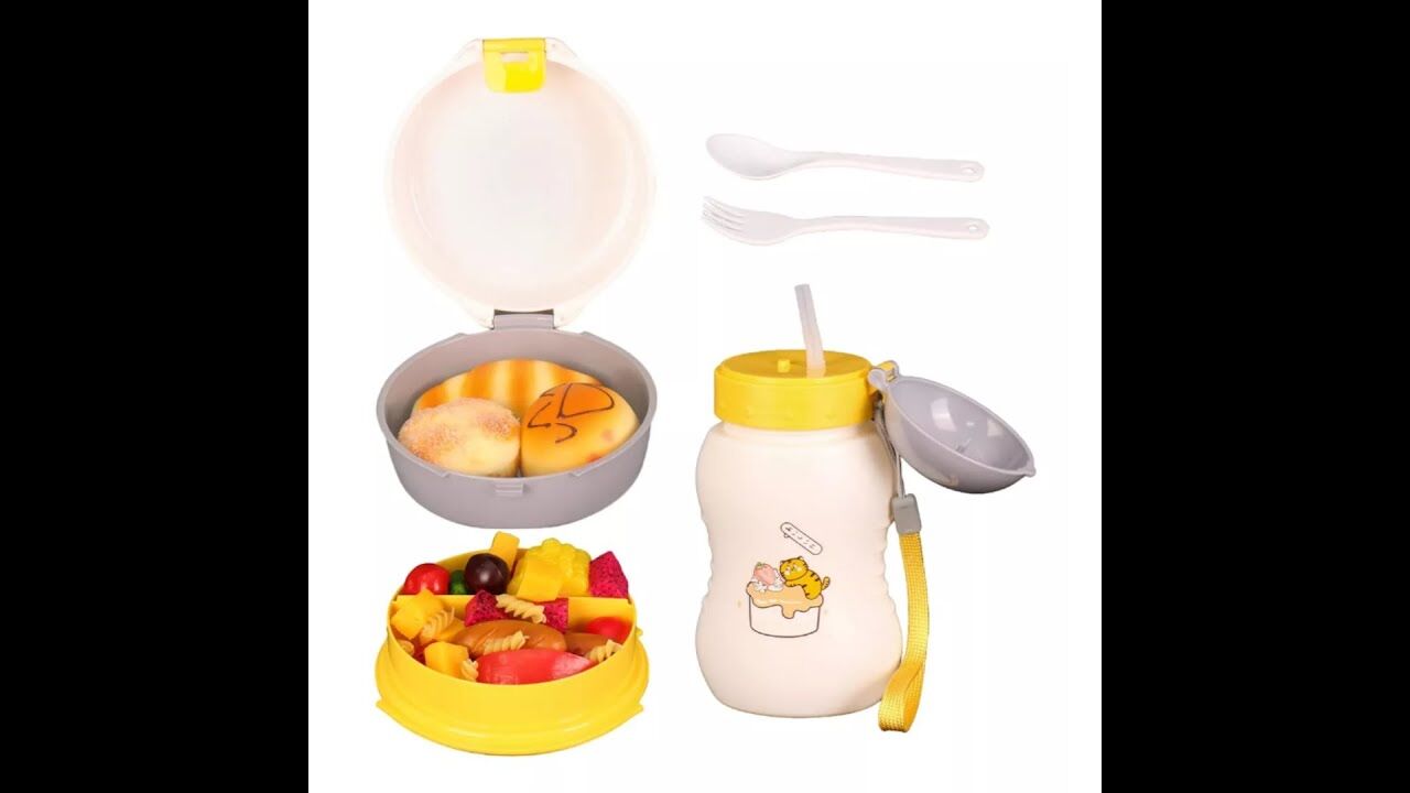 Lunch box pratique pour enfants avec séparateurs et bouteille thumbnail 2