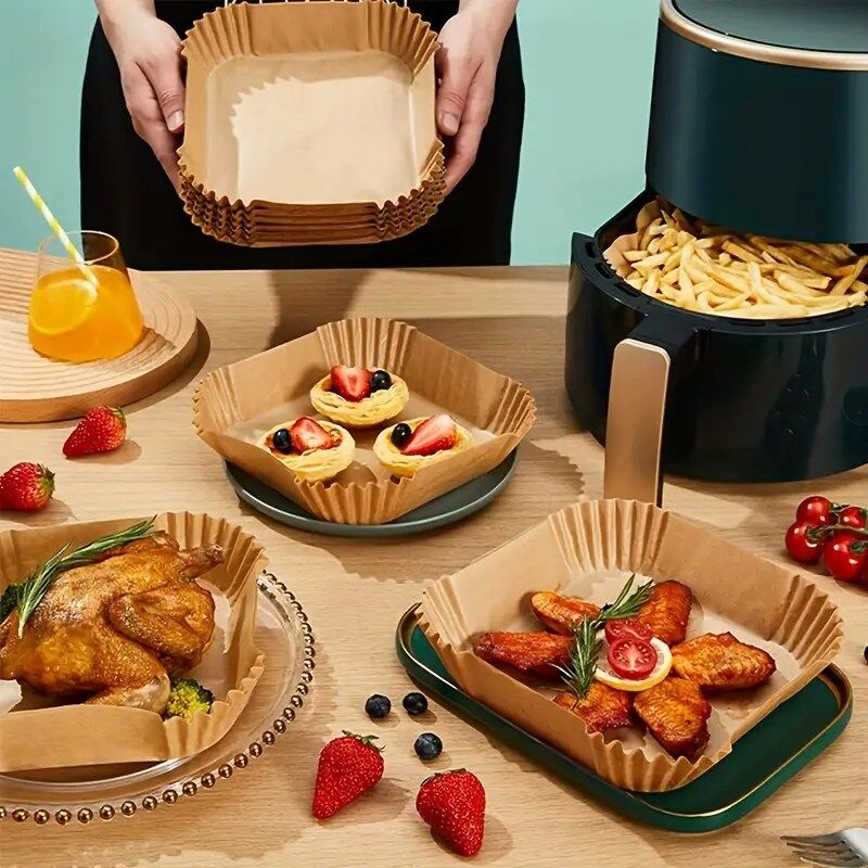 50 Pièces De Papier Friteuse À Air Fryer Carré thumbnail 2