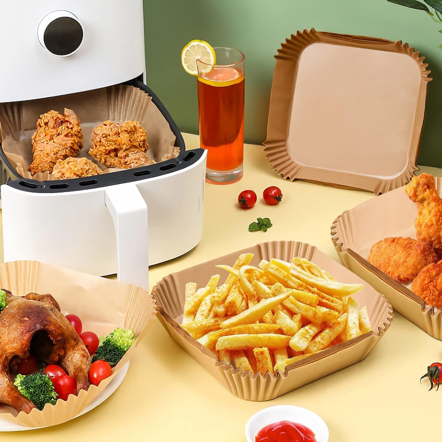 50 Pièces De Papier Friteuse À Air Fryer Carré thumbnail 3