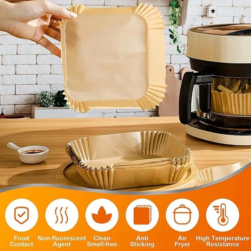 50 Pièces De Papier Friteuse À Air Fryer Carré thumbnail 4