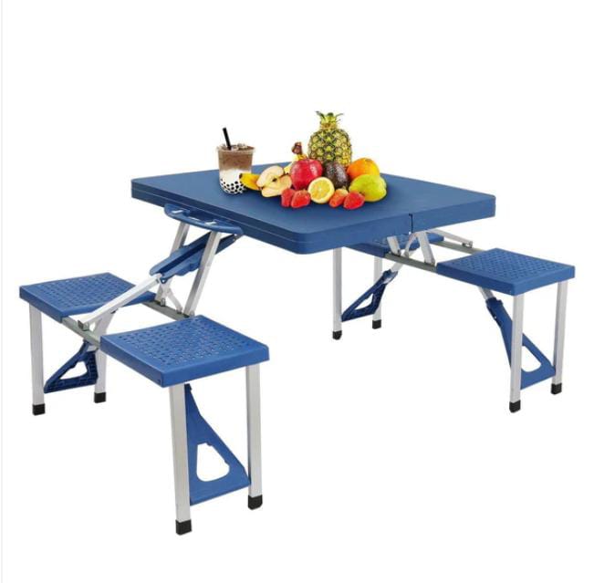 Table de Pique-Nique Pliante avec 4 Sièges Intégrés et Trou pour Parapluie pour Jardin thumbnail 3