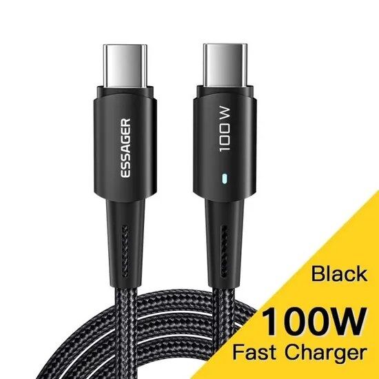 Power Up Swiftly PD 100W Type C to Type C Cable for Rapid Recharge