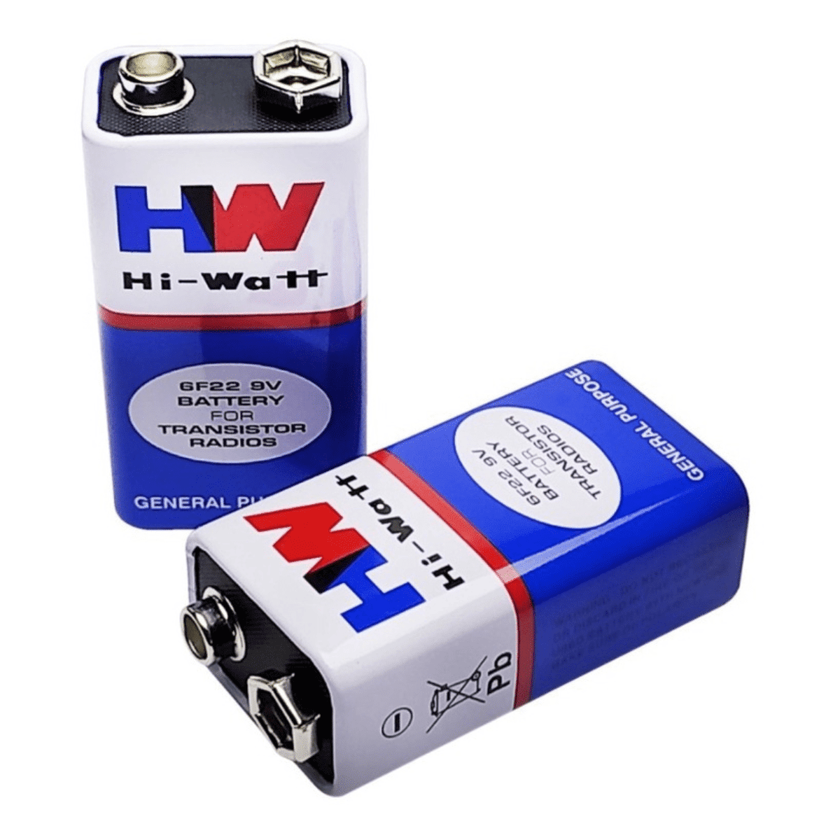 Batterie 9V Zinc-Carbone Hi-Watt avec Protections Multiples 