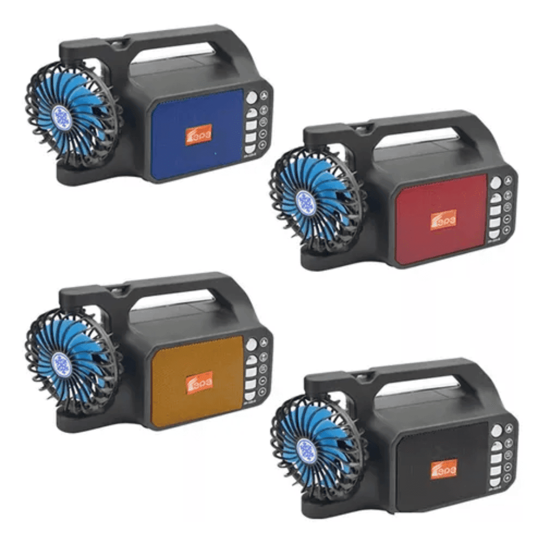 Radio Portable Multifonctionnelle Avec Haut-parleur, Ventilateur Rechargeable Et Lumières Led ( Couleur Aléatoire )