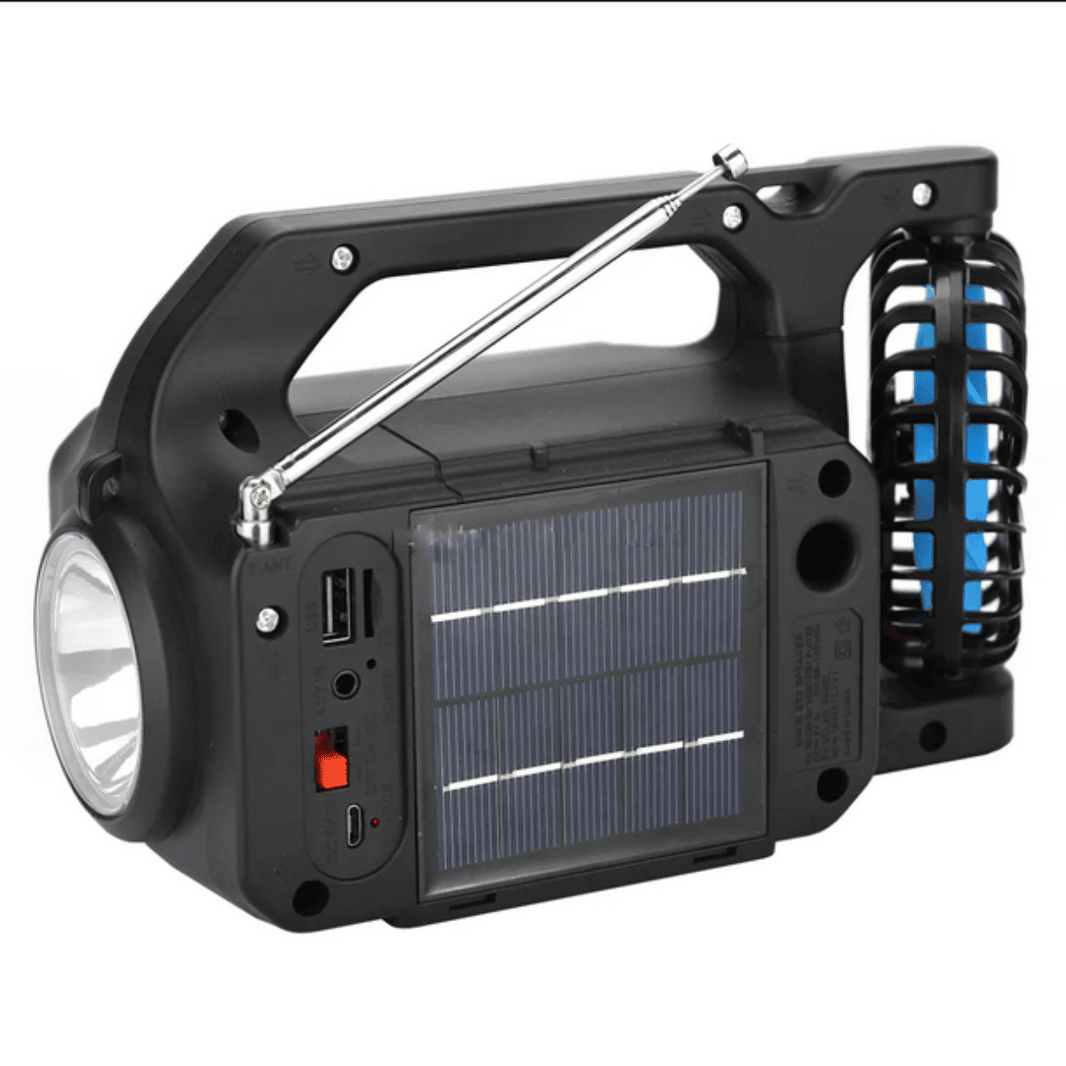 Radio Portable Multifonctionnelle Avec Haut-parleur, Ventilateur Rechargeable Et Lumières Led ( Couleur Aléatoire )