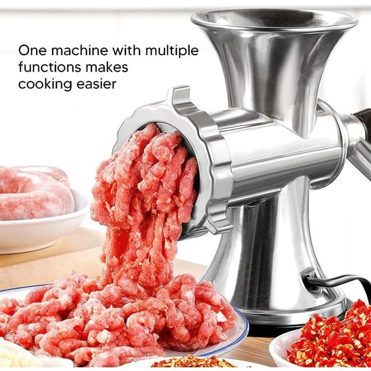 Kefta Master Découvrez la puissance du nouveau hachoir à viande manuel en aluminium thumbnail 3