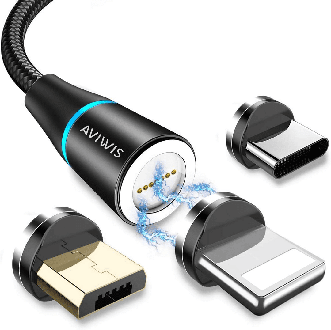 Câble magnétique Micro USB Argenté, Câble Type C pour iPhone et Android thumbnail 3