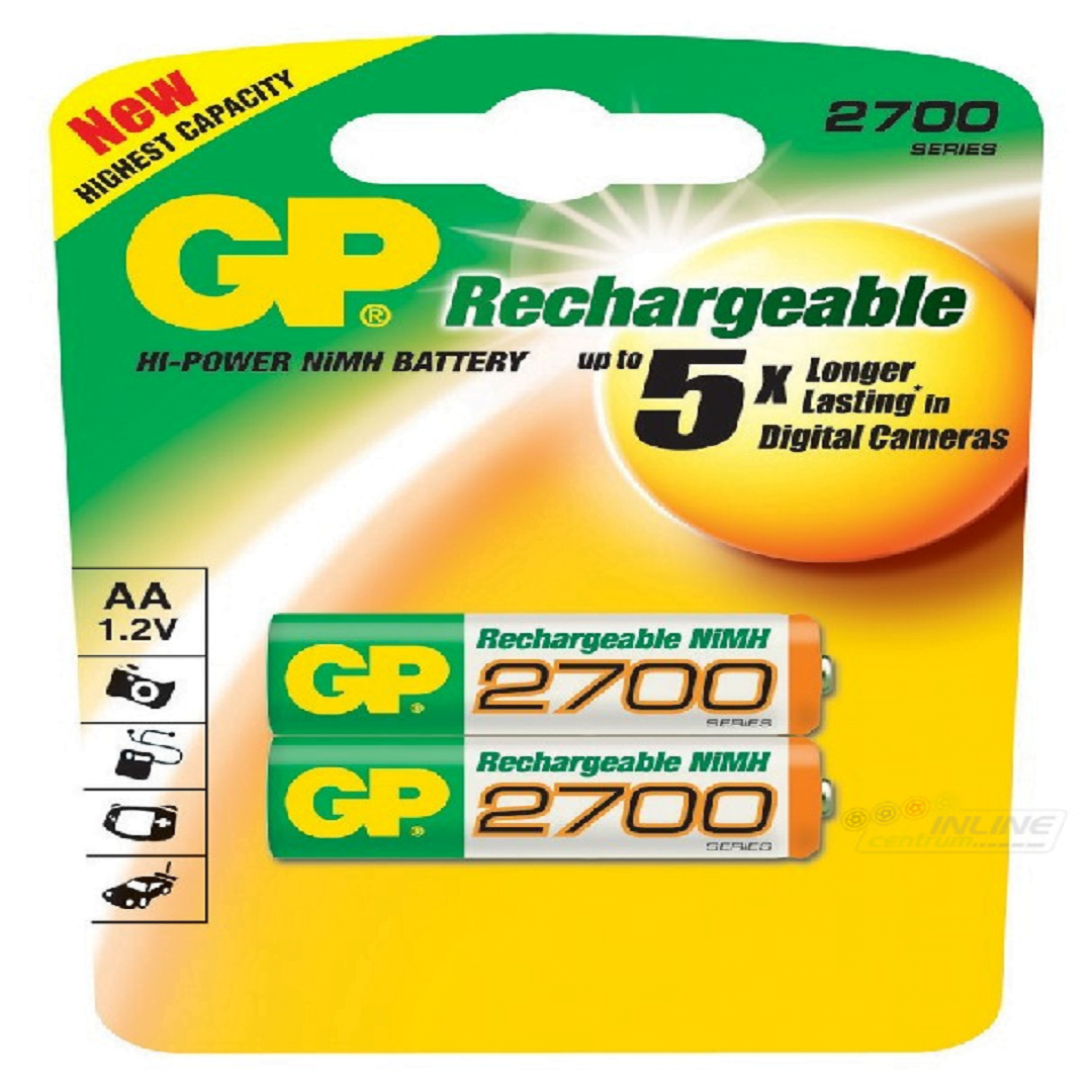 2 pcs AA GP originale batterie rechargeable 2700 Mah batteries piles 1.2v thumbnail 2