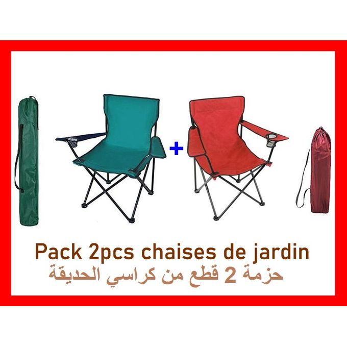 Ensemble de 2 chaises rouges et verte avec porte-gobelet thumbnail 1