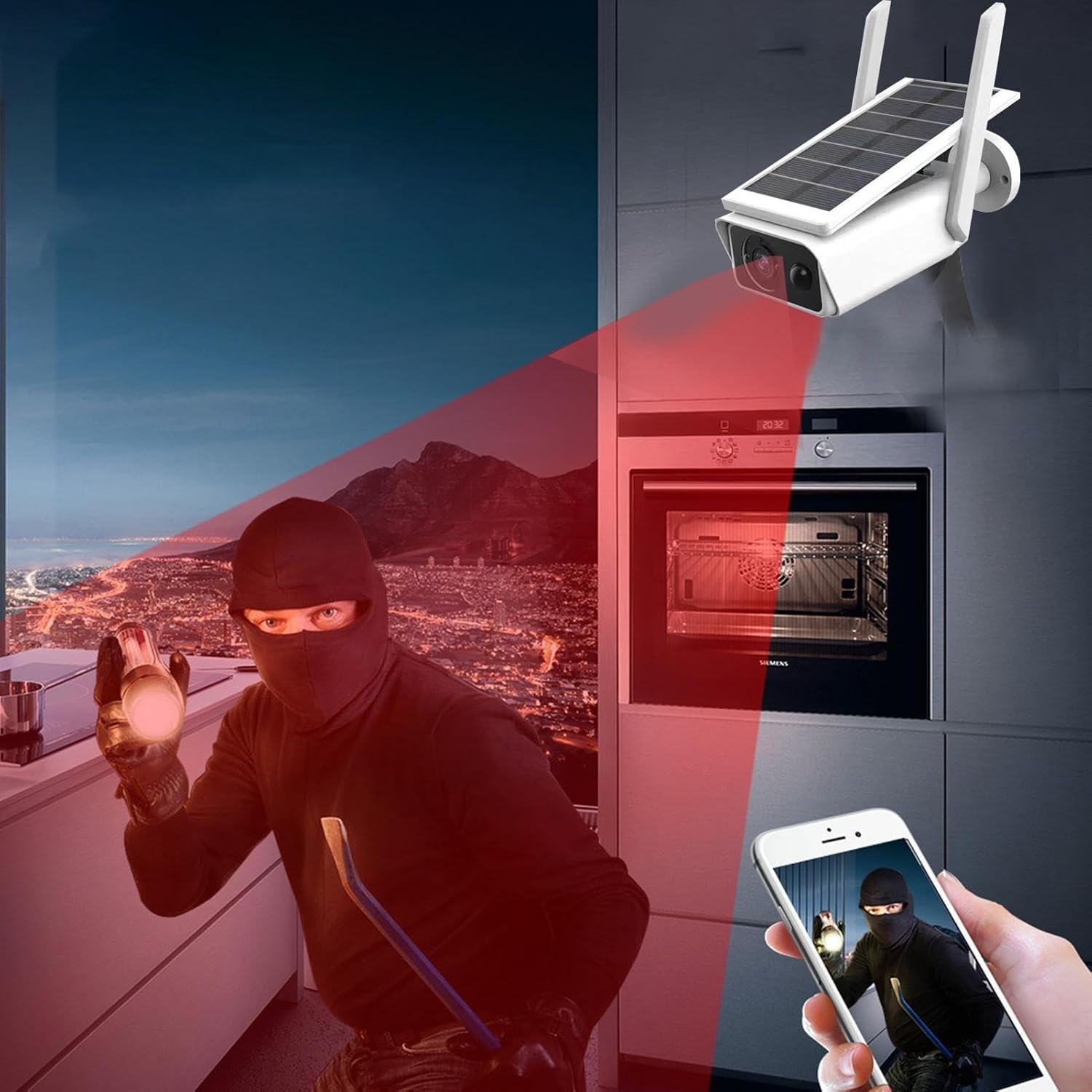 Caméra Solaire 4MP Wifi Extérieur avec Vision Nocturne et Détection PIR thumbnail 2
