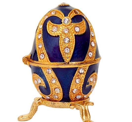 Élégante Boîte à Bijoux en Métal Peinte à la Main Oeuf de Luxe de 6.5 x 9.5 cm (Couleur Aléatoire)