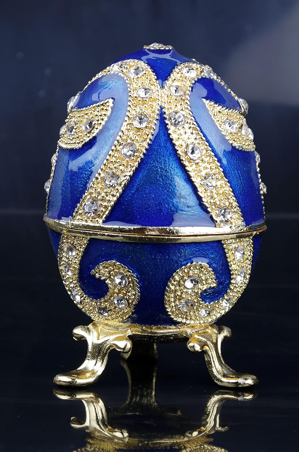 Élégante Boîte à Bijoux en Métal Peinte à la Main Oeuf de Luxe de 6.5 x 9.5 cm (Couleur Aléatoire)