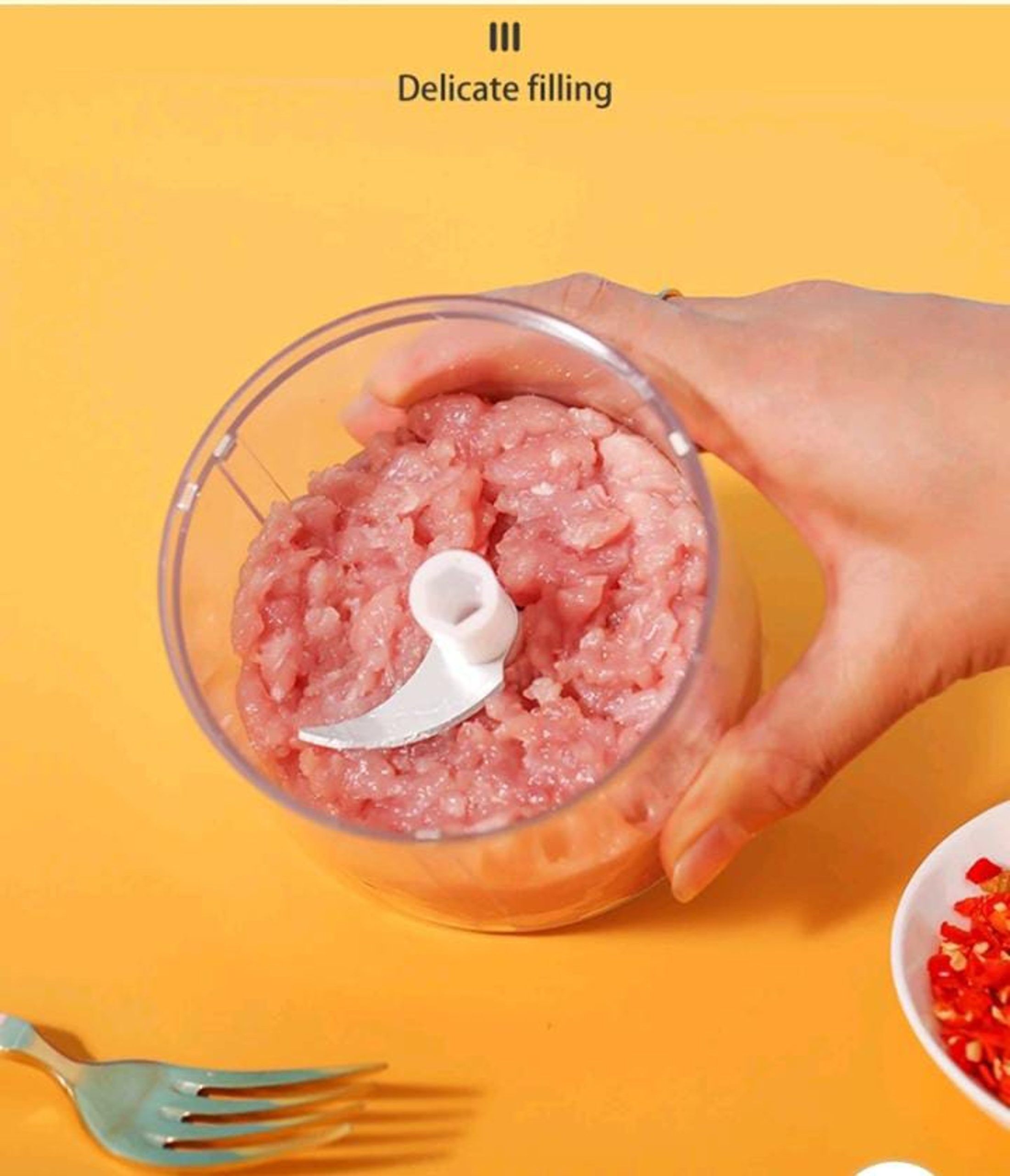 Mini Hachoir Électrique sans Fil pour Légumes et Fruits thumbnail 3