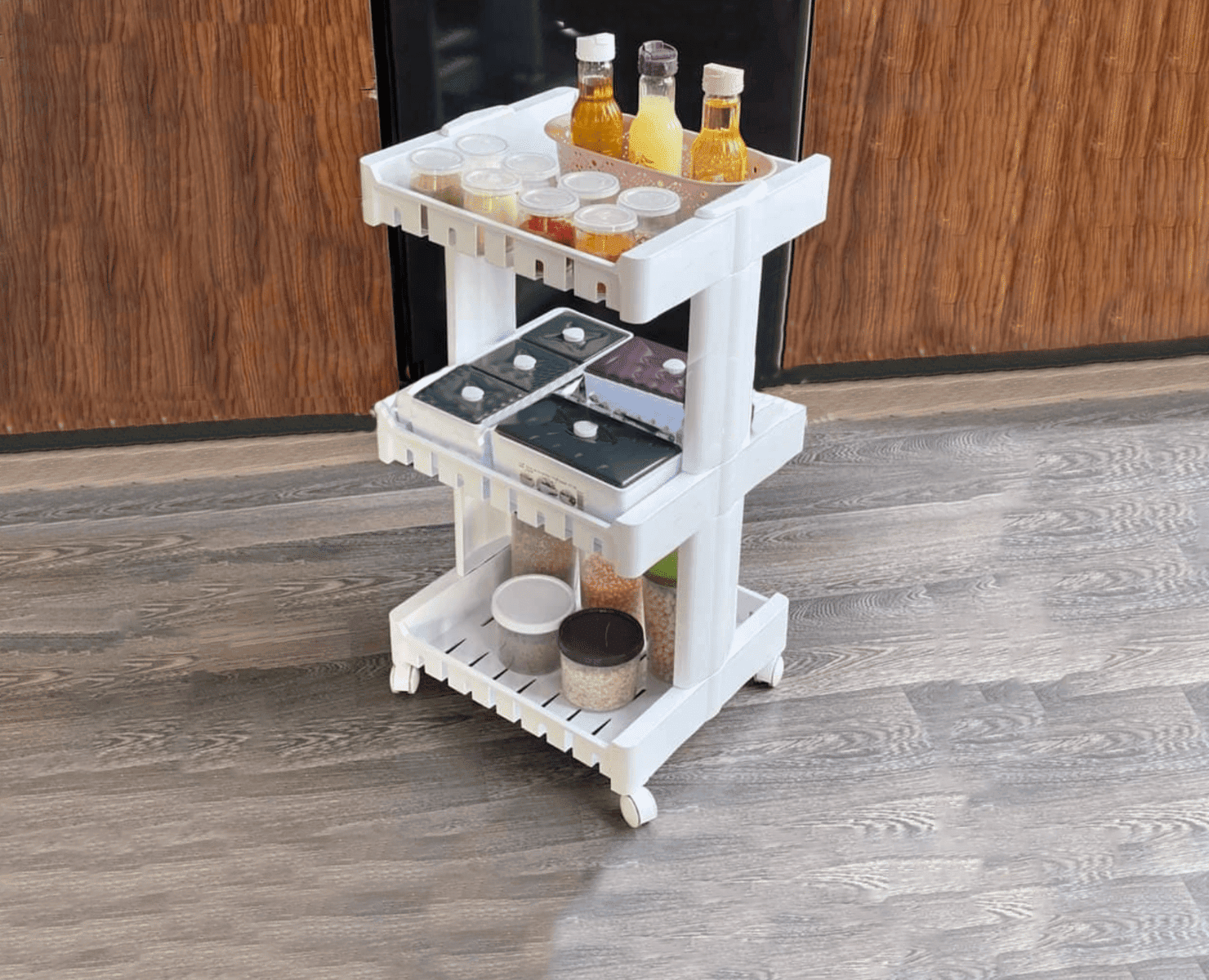 Organisez avec Style Étagère Carrée à Roues 3 Niveaux pour un Rangement Pratique