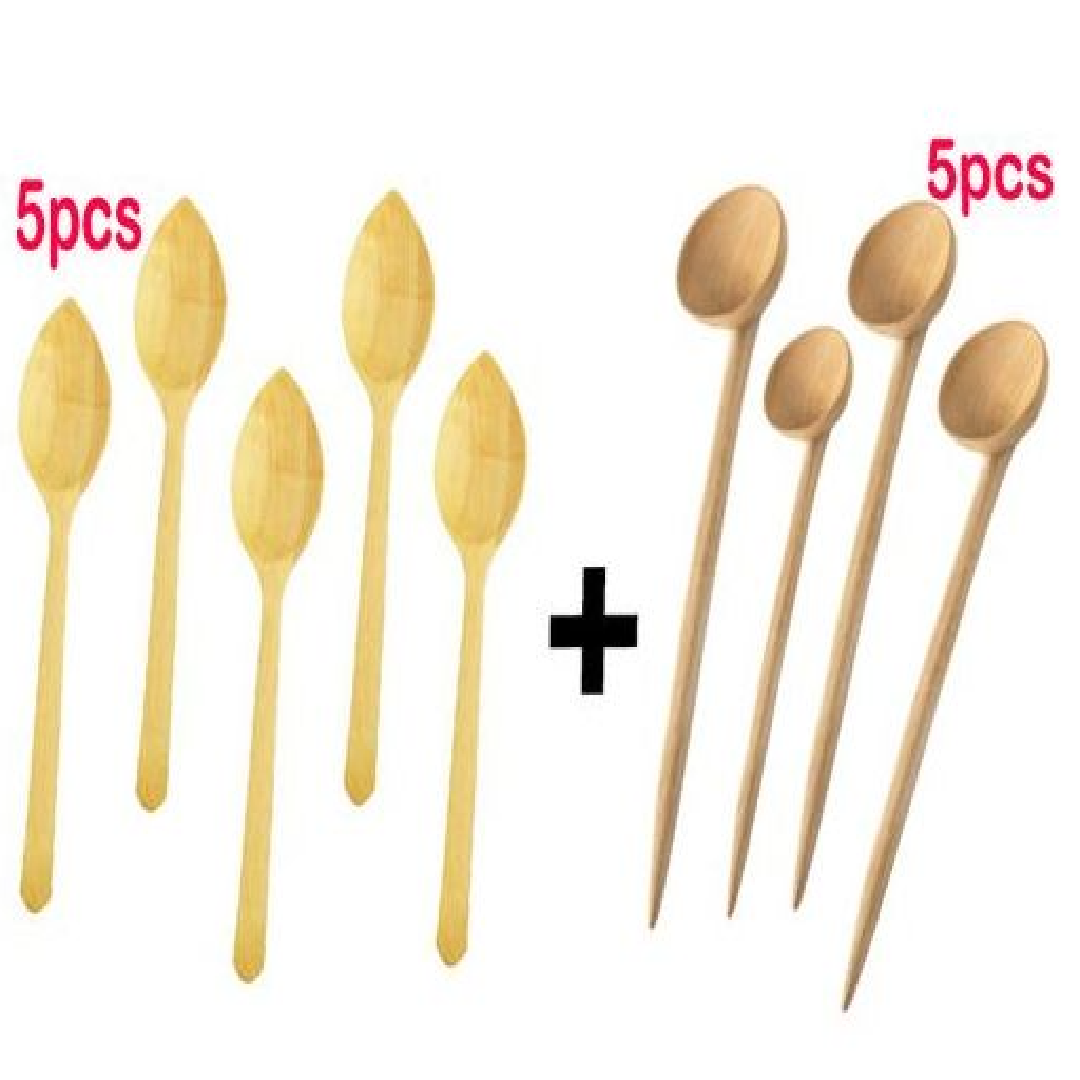 Set De 5 Cuillères De Soupe Avec 5 Cuillères En Bois D'orange Set