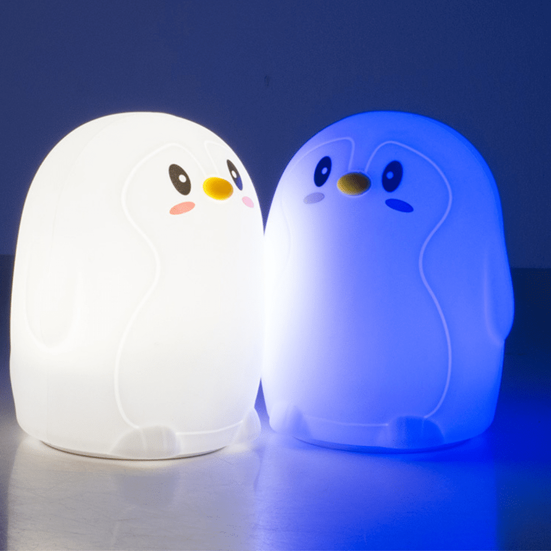 Lampe Pingouin pour enfants avec 7 modes de couleur et fonction de luminosité.